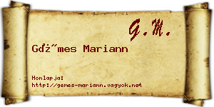 Gémes Mariann névjegykártya