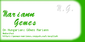 mariann gemes business card